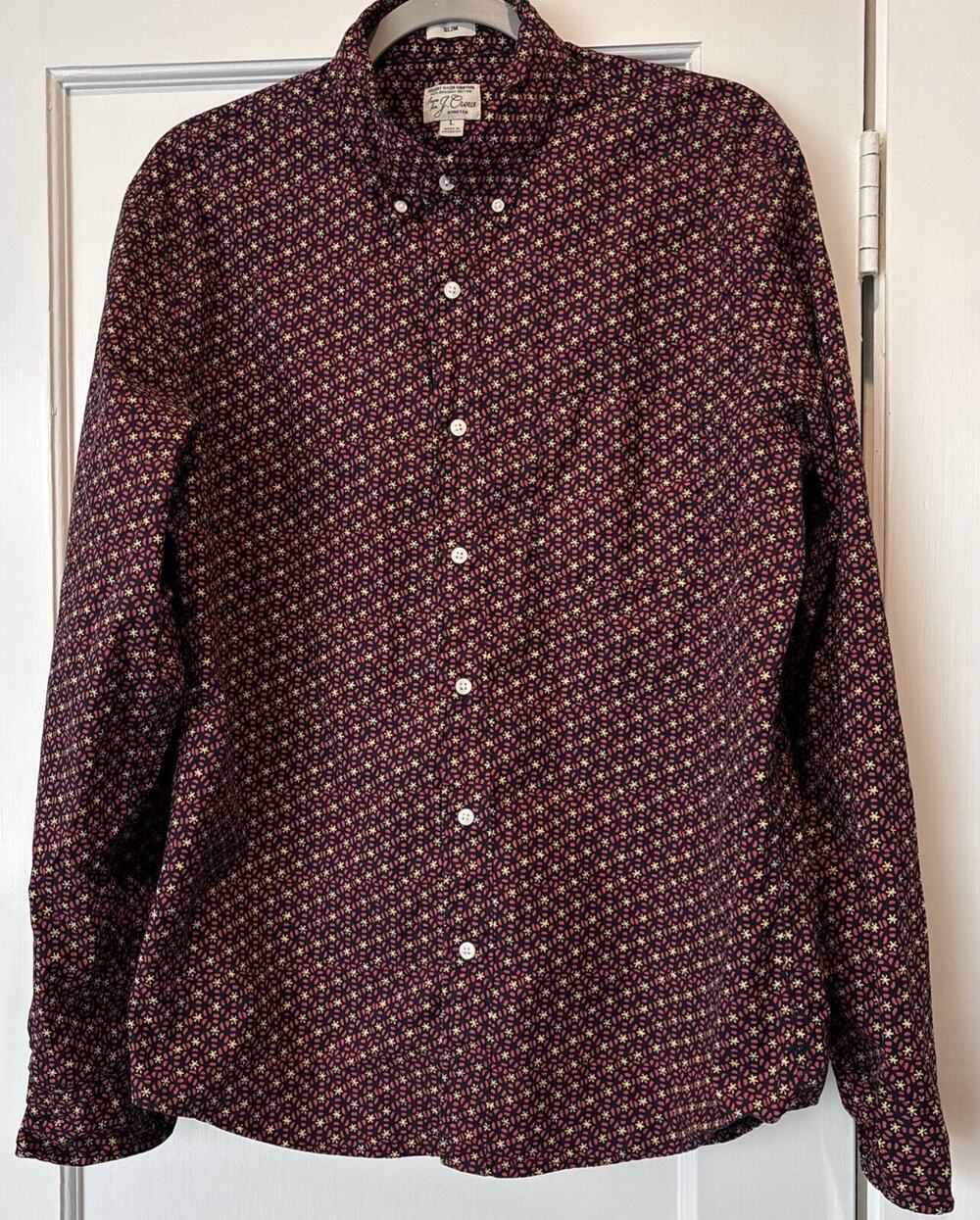 Sewn For J Crew Shirt Mens Large Navy Floral Casual Button Down Spring Flower
